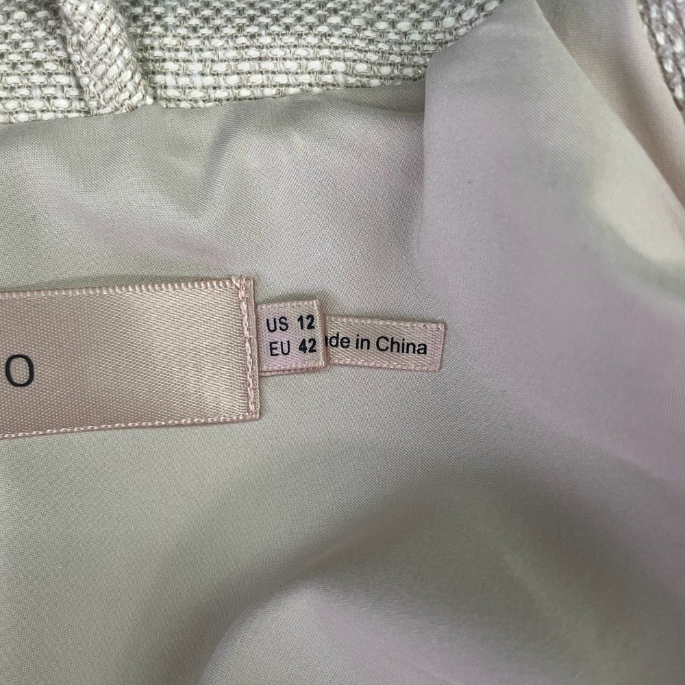 Esqualo Womens summer nubby sand colored ruched 3/4 Sleeve Blazer Size 12 - Picture 10 of 14